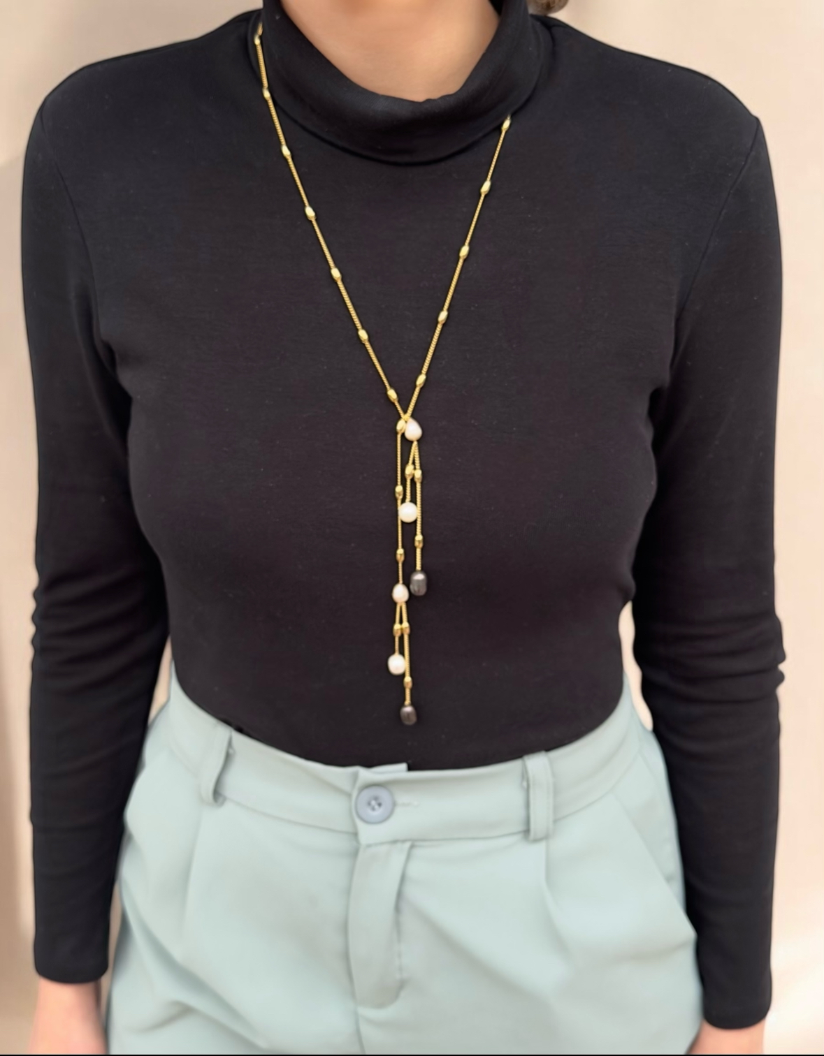 8 – 9 mm Multi Color Pearl Long Overlapping Necklace