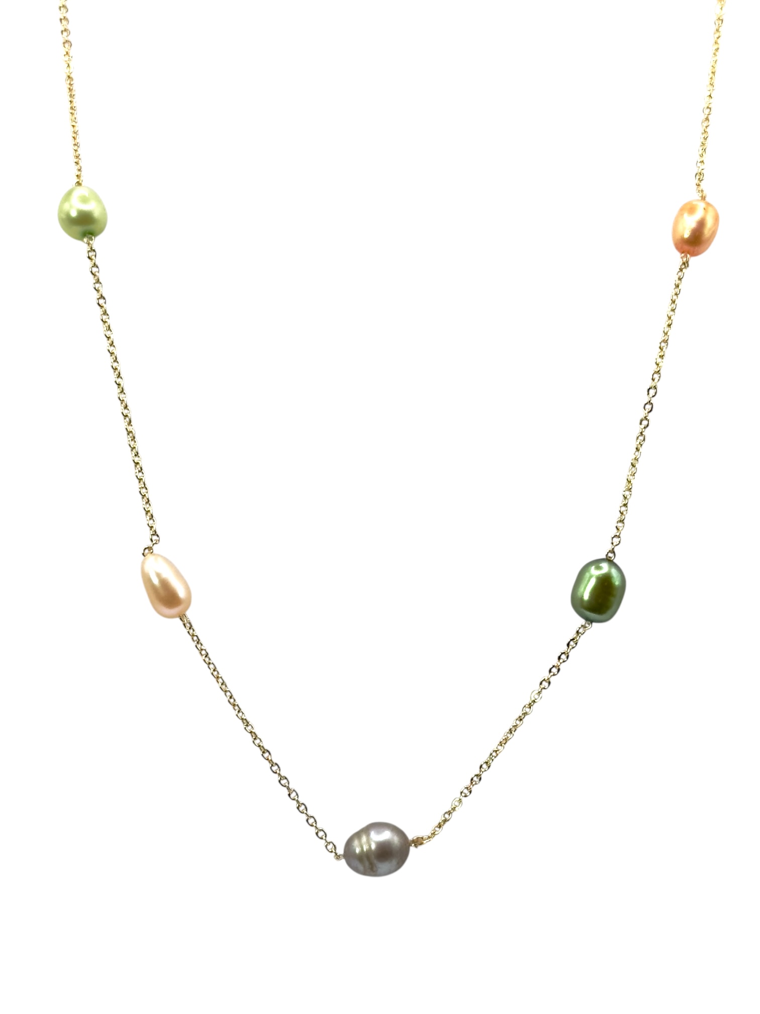 5 – 6 mm Multi Color Pearl Chain Necklace