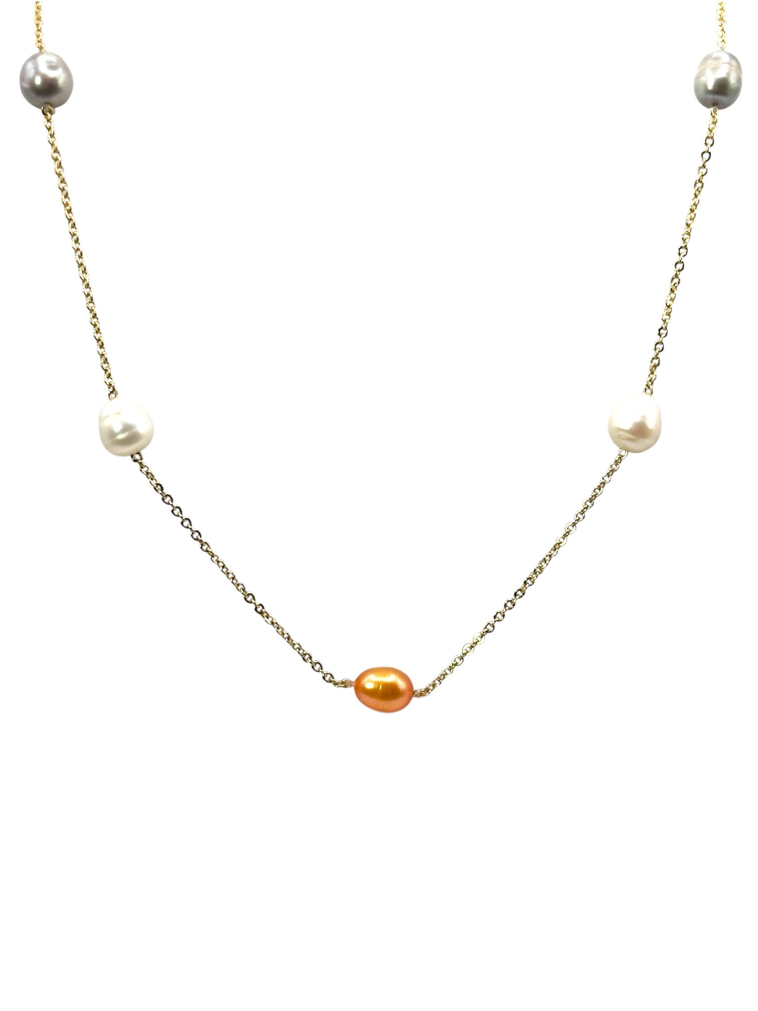 5 – 6 mm Multi Color Pearl Chain Necklace