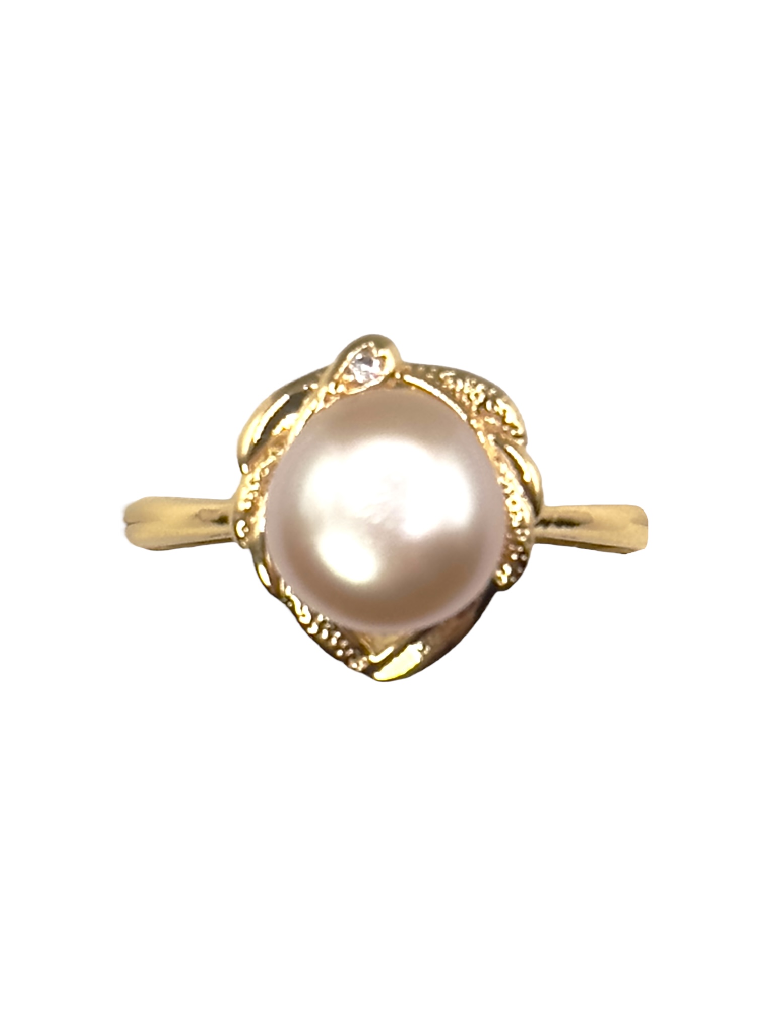 8 – 9 mm Champagne Pearl Leaf Shaped Ring