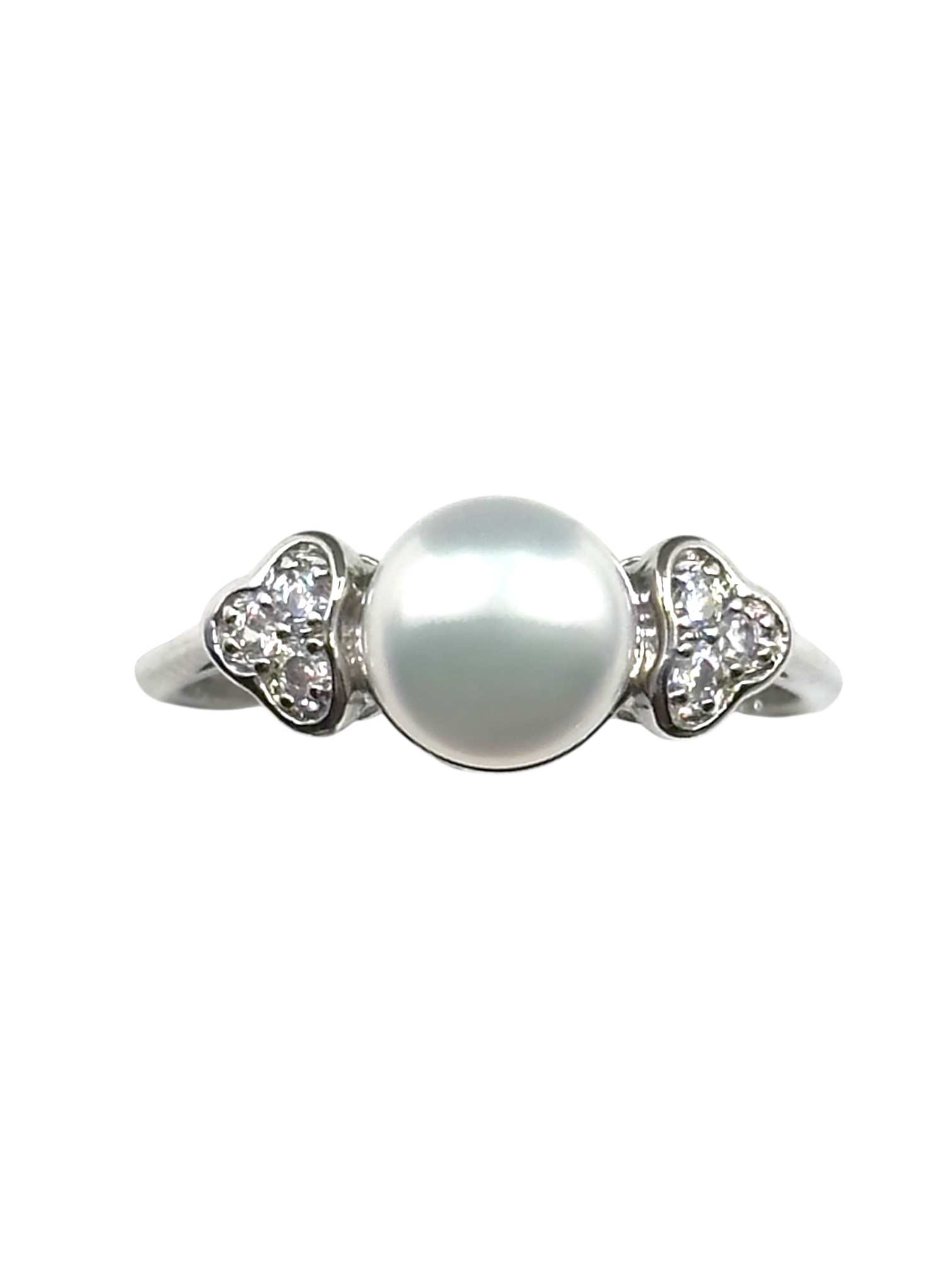7 – 8 mm White Pearl with Crystal Ring