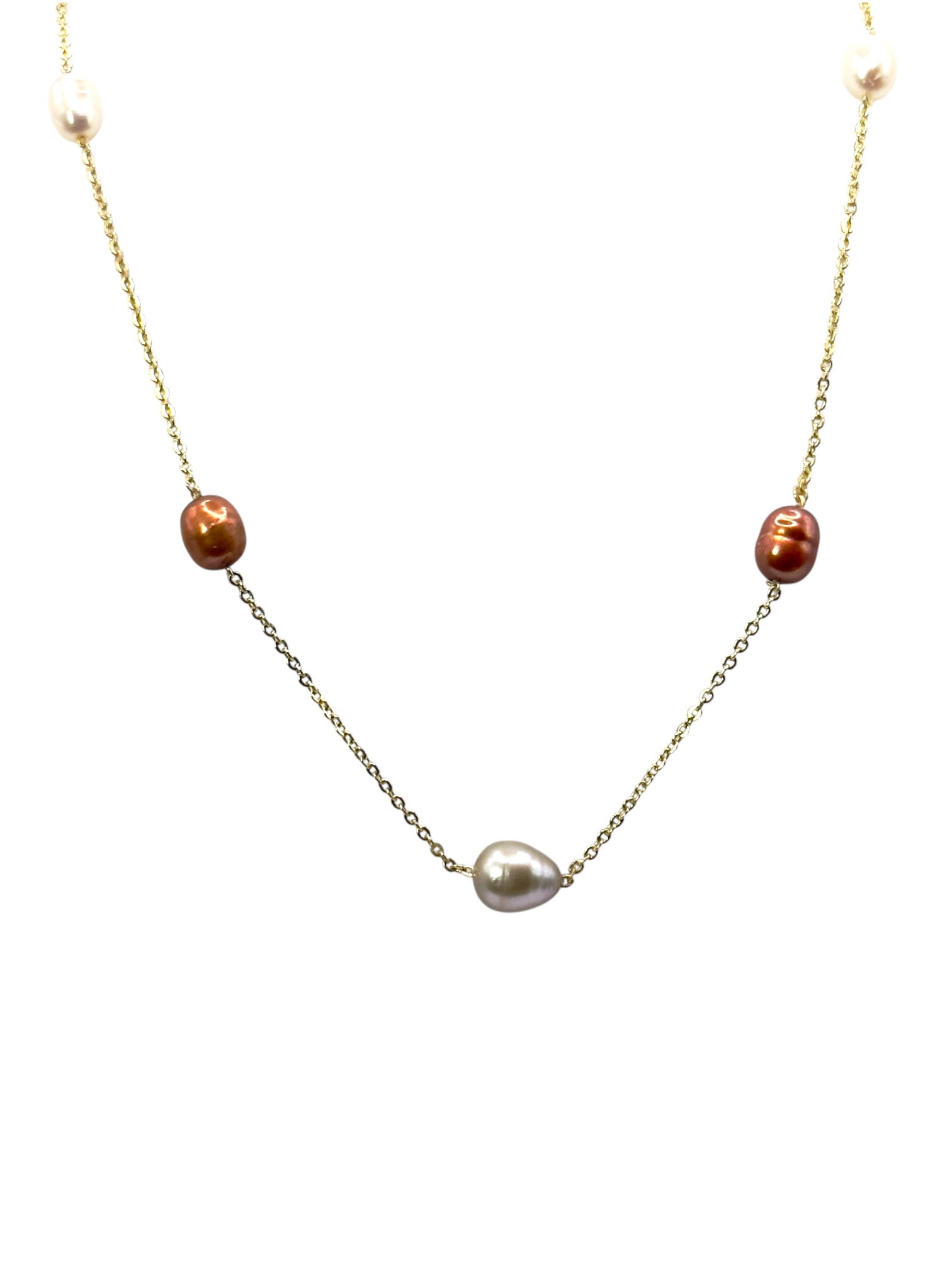 5 – 6 mm Multi Color Pearl Chain Necklace