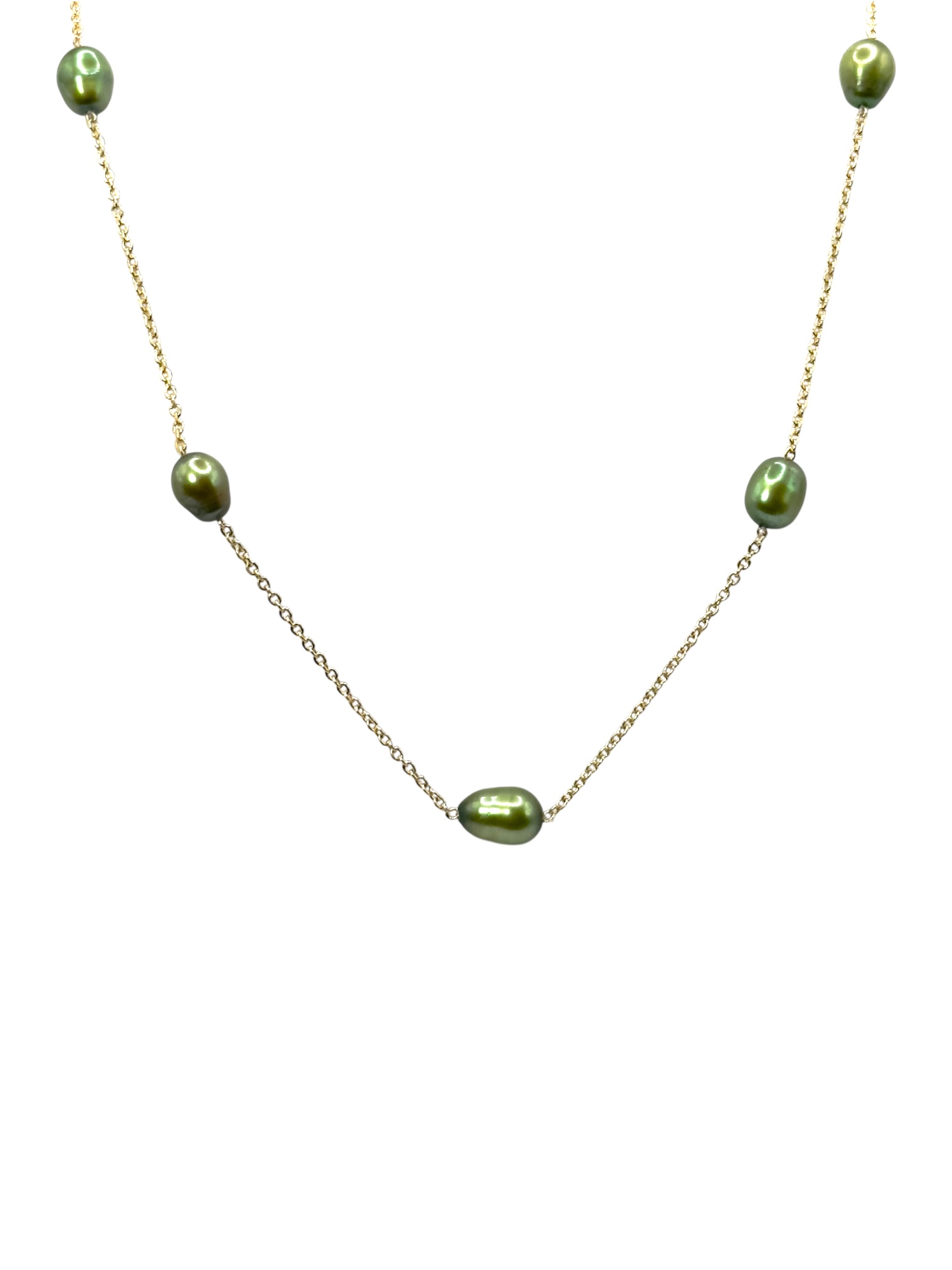 6 – 7 mm Green Pearl Chain Necklace