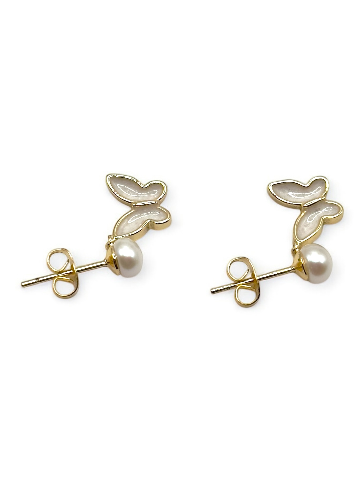 5 – 6 mm White Pearl Butterfly Drop Earrings