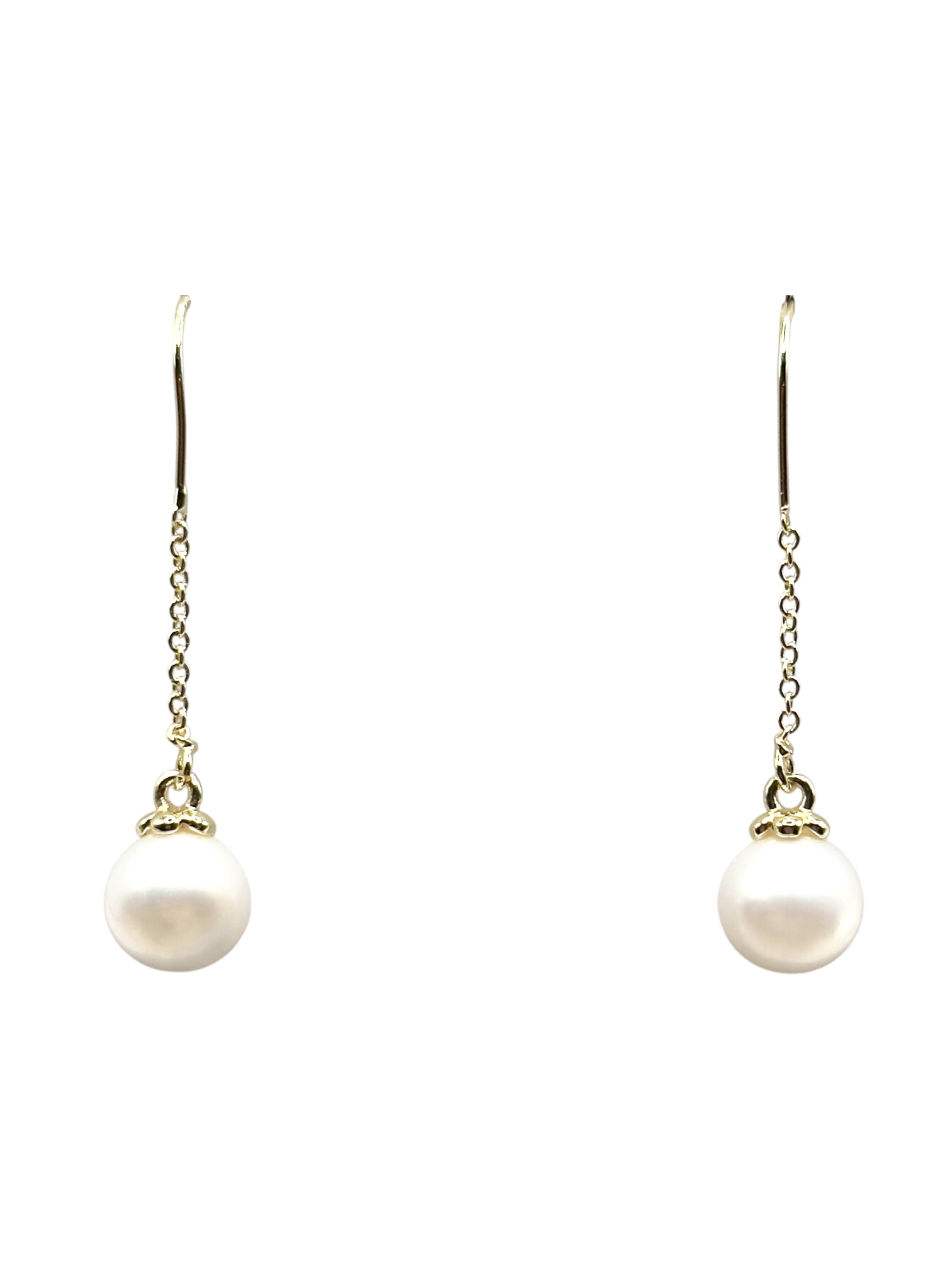 8 – 9 mm White Pearl Hook Dangling Earrings