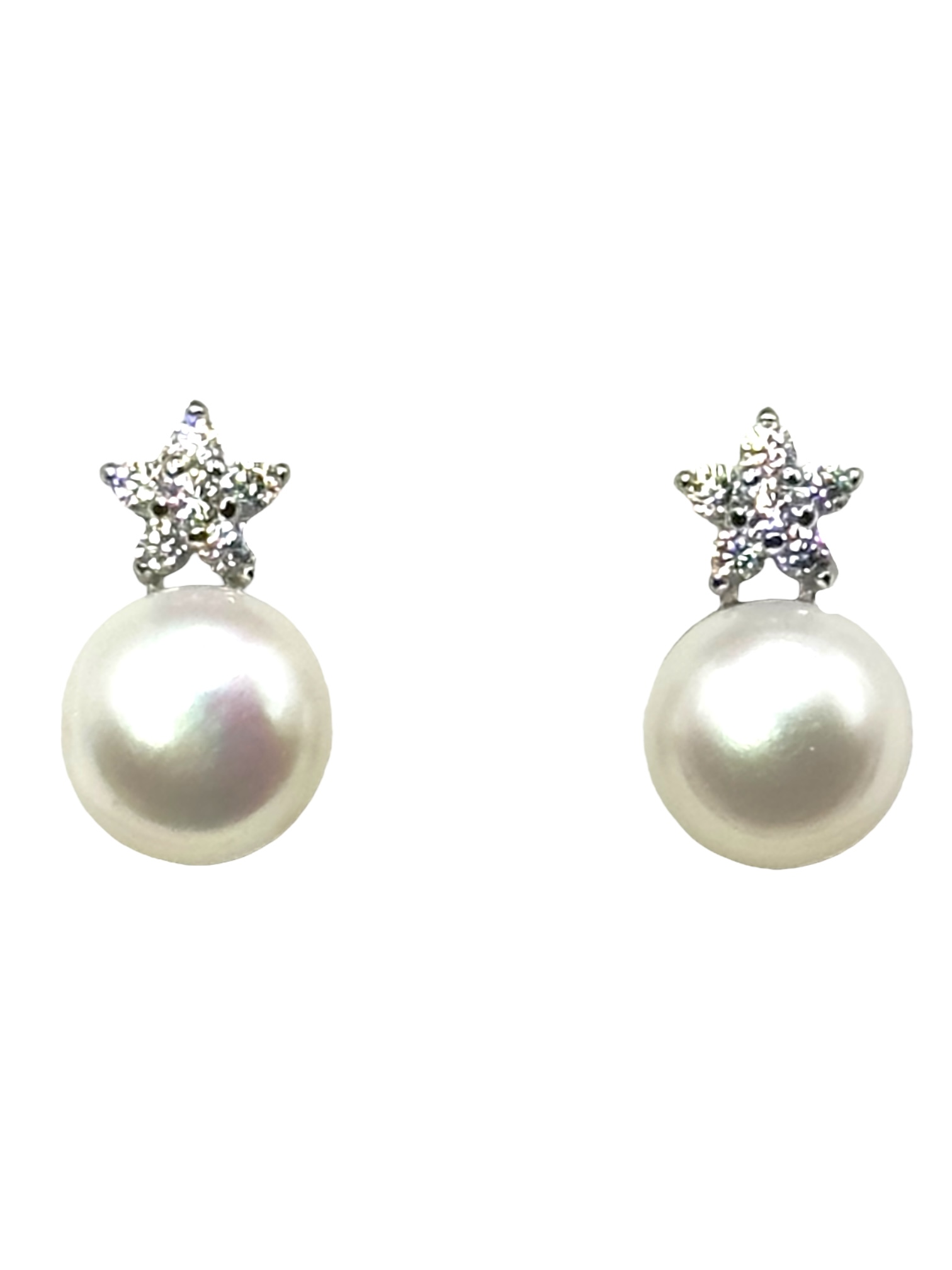 8 – 9 mm White Pearl Star Shaped Earrings