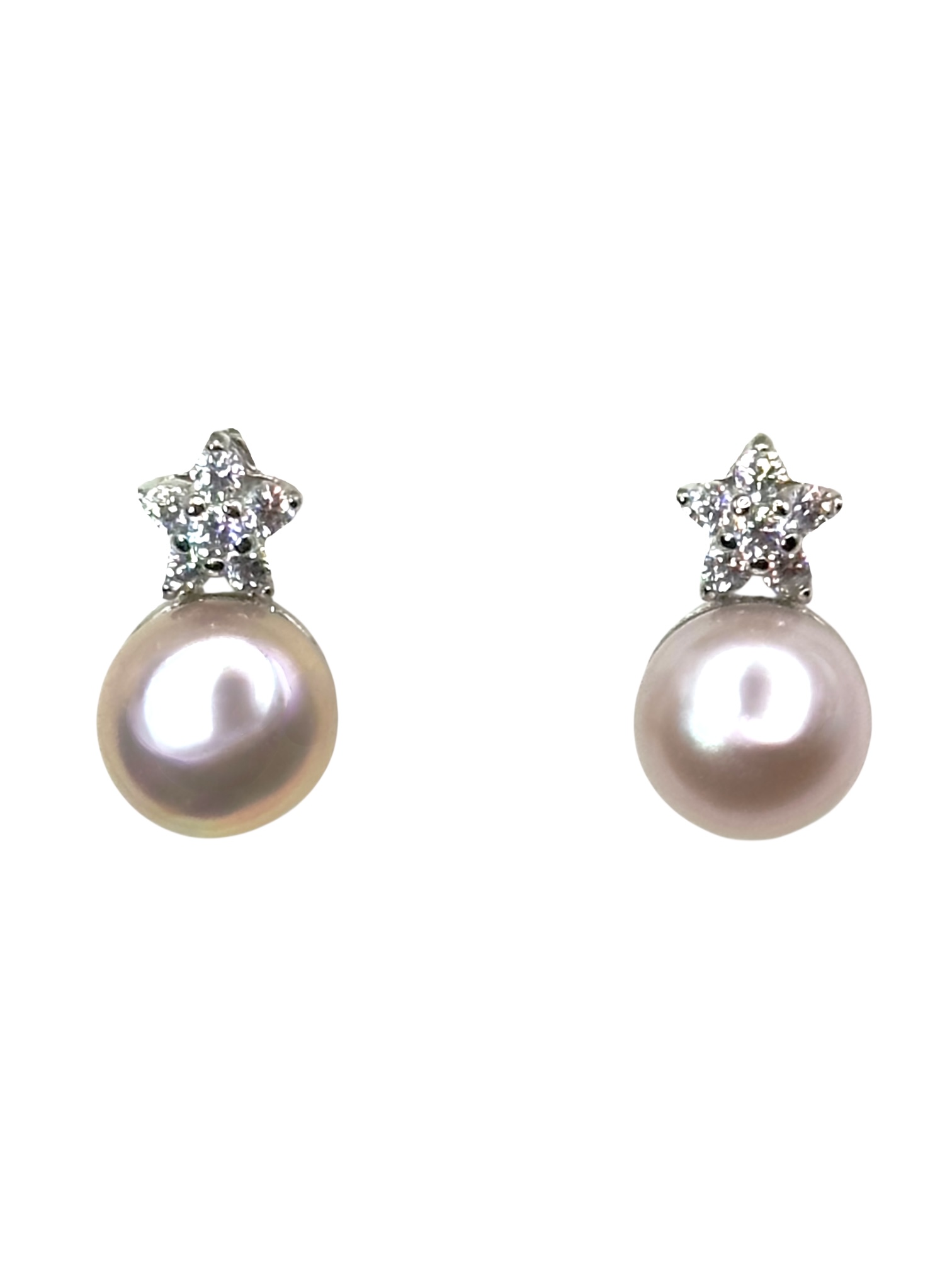 8 – 9 mm Lavender Pearl Star Shaped Earrings