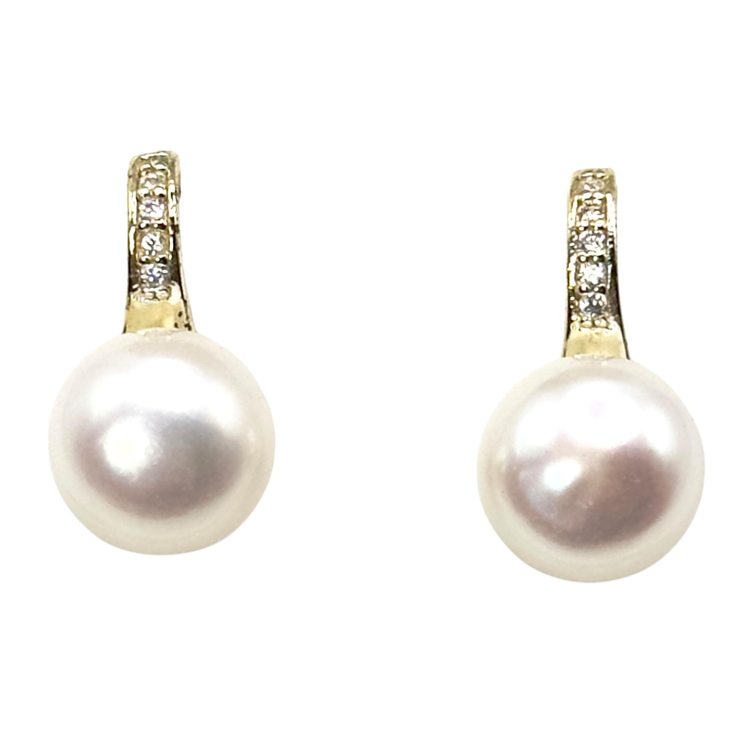 8 – 9 mm White Pearl Gold Plated Hook Earrings