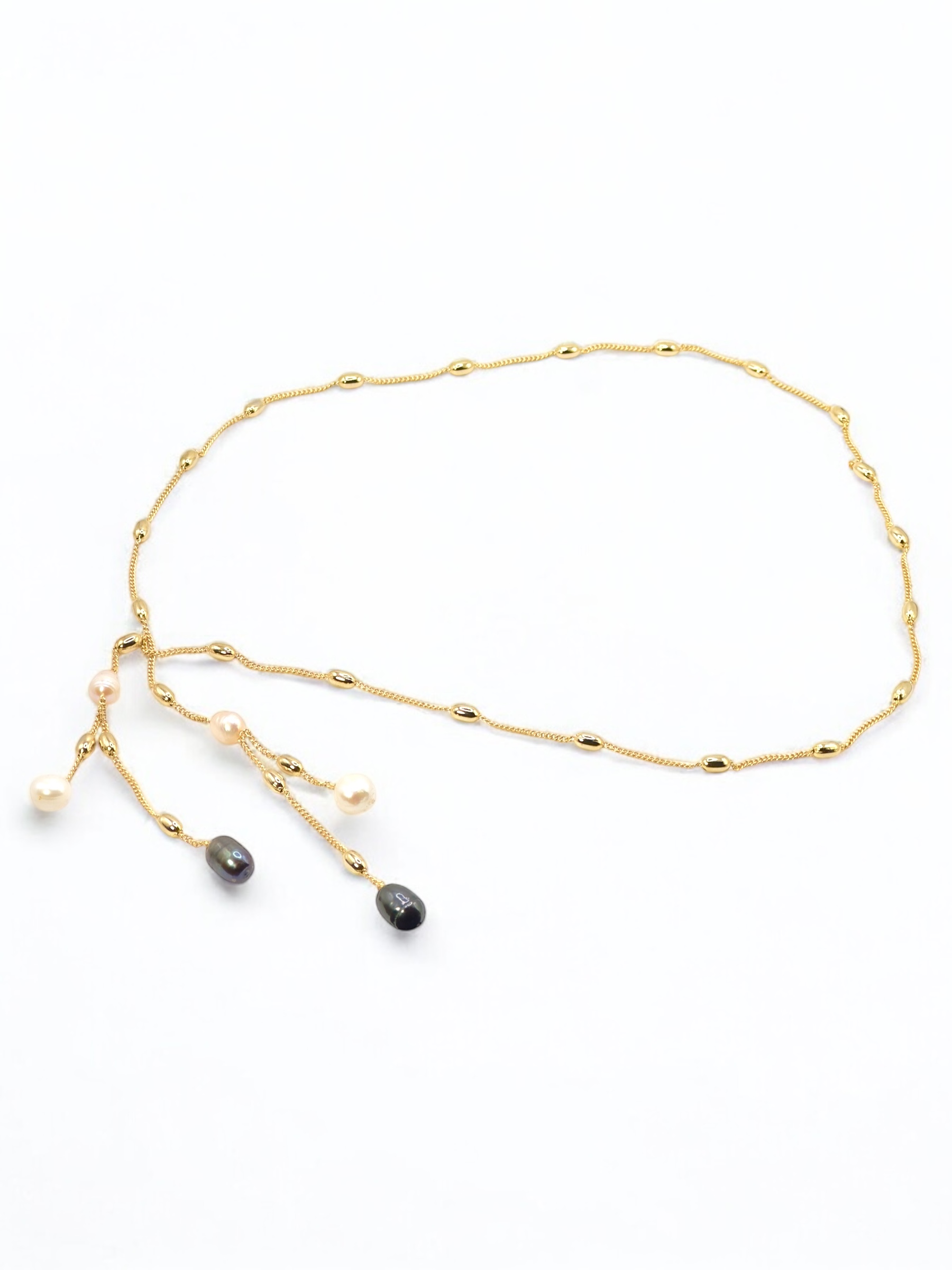 8 – 9 mm Multi Color Pearl Long Overlapping Necklace